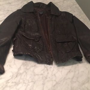 Brown leather jacket